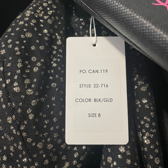 Madison James Prom Black and Gold Prom Dress - Picture 6 of 7